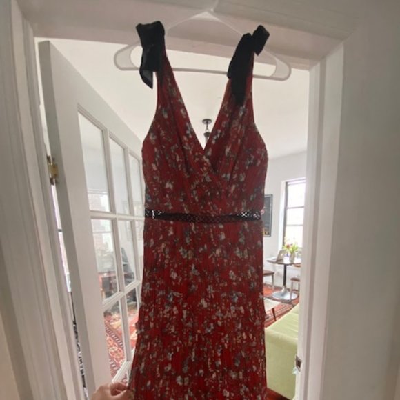 LuLu's Small Midi Red Floral Dress - Picture 1 of 2